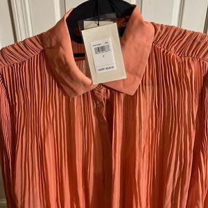 7 FOR ALL MANKIND small oversized coral dressy semi sheer blouse with camisole